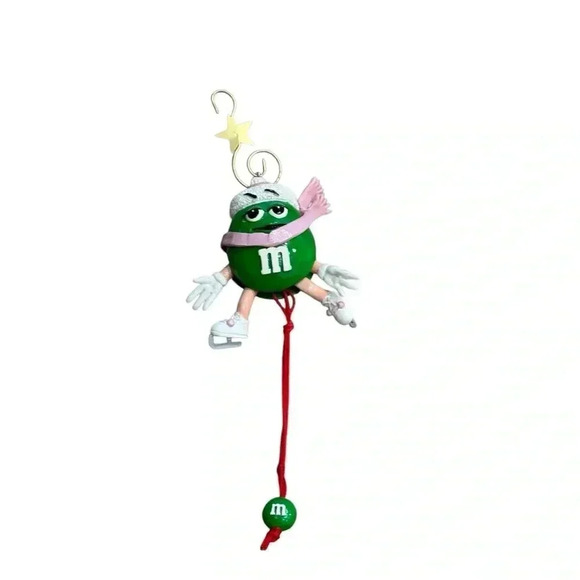 M&M Miss Green On Ice Skates Christmas Holiday Ornament - Picture 1 of 6
